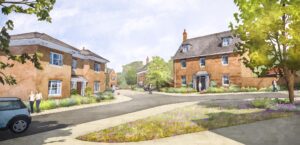 Hand drawn illustration. Watercolour Imagery. Architectural sketch. Architectural art. Developer artwork. CGI. 3D model. Artistic CGI imagery. Residential masterplan. New dwellings.